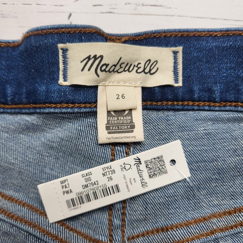 Madewell Flared Wide Leg Crop Jeans Raw Hm Super Stretch Medium Pelion Wash 26 - Picture 10 of 11